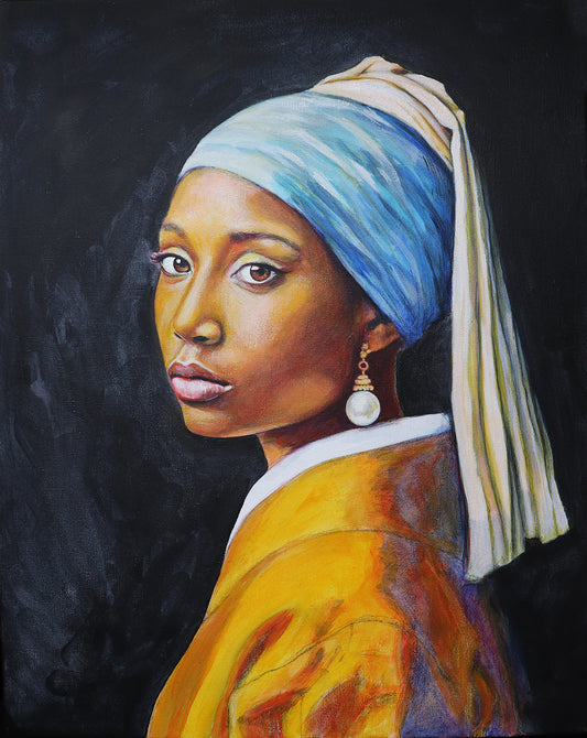 Reimagining Beauty: My artwork called "African Girl with a Pearl Earring"